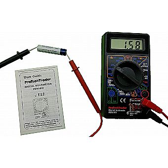Basic Digital Multimeter - 7 Function Voltage Resistance Current Transistor Diode Continuity Buzzer and Square Wave