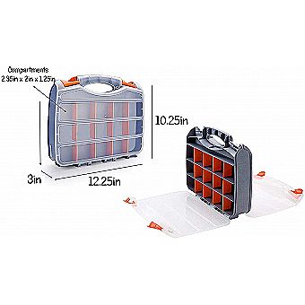 Craft Sewing Storage Box - 2 Sided Dividers Carrying Case Organizer with 32 Adjustable Compartments