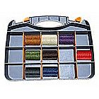 Craft Sewing Storage Box - 2 Sided Dividers Carrying Case Organizer with 32 Adjustable Compartments