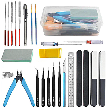 ProTechTrader 29 Piece Hobby Craft Model Tool and Paint Kit for Plastic Miniatures Gundam Painting (PTT-ModelKit) 