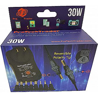 30w Universal Power Supply Reversible Polarity 3v-12 Volt DC 2.5 amp USB Port 8 Adapter Tips 