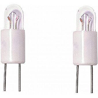 7361 5V 60ma (0.3w) T1-3/4 Miniature Incandescent Light Bulb (2pc Bulbs) with Bi-Pin (2-pins) G3.17 Base .3 watt - .06 amp - 5 Volt - T1.75 0.05 MSCP Halogen Lamp C-2R Filament - Replaces CM7361