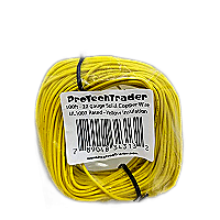 ProTechTrader 100ft 22AWG - Solid Copper Wire Yellow PVC UL1007 Rated (Model: ptt-22ga-100ft-yellow-bag)