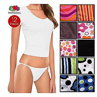 Fruit of the Loom Fashion Cotton String Bikini 4 Pack - Assorted