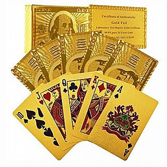 999.9 24 K Gold Foil-Plated Playing Cards Texas Hold Em Poker w/ Certificate (GoldFoil) 