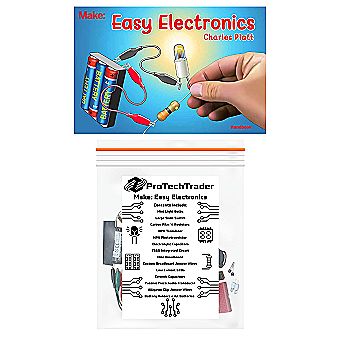 Make: Easy Electronics Kit Bundle - Includes Paperback Handbook by Charles Platt and Electronic Components Pack by ProTechTrader - STEM Educational DIY