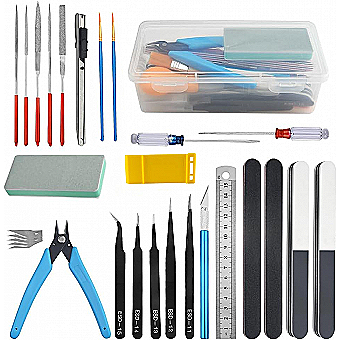 ProTechTrader 29 Piece Hobby Craft Model Tool and Paint Kit for Plastic Miniatures Gundam Painting (PTT-ModelKit) 