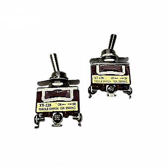 SPDT ON-ON Toggle Switch With 3 Screw Terminals 2pcs XT-12B 15A 250VAC RadioShack Electronic Components (PTT-XT12B) 