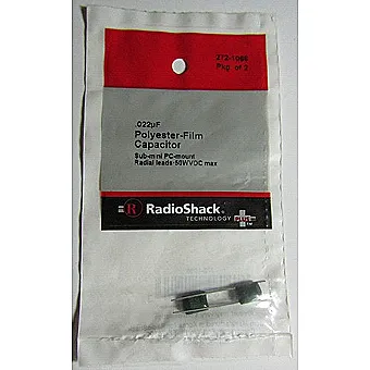 .022uF Polyester-Film Capacitor Sub-mini PC-mount Radial leads 50WVDC max. Pkg of 2