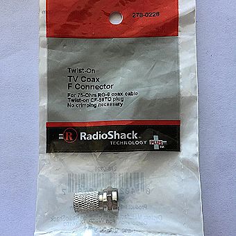 Twist-On TV Coax F Connector. For 75-Ohm RG-6 coax Twist-On TV Coax F Connector. For 75-Ohm RG-6 coax