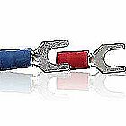 Insulated Crimp-On Spade Tongues. 5 each: #10 (22-18 gauge), #10 (16-14 gauge). Pkg of 10
