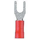 Insulated Crimp-On Spade Tongue Terminals. + #6 (22-18 gauge). Pkg of 16