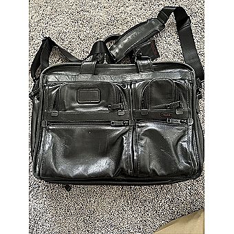 Stylish Black Leather Expandable Attache Laptop Bag Organizer (HF-7226) 
