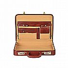 Stylish Black Leather Expandable Attache Laptop Bag Organizer (HF-7226) 