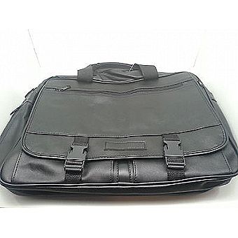 Stylish Black Leather Expandable Attache Laptop Bag Organizer