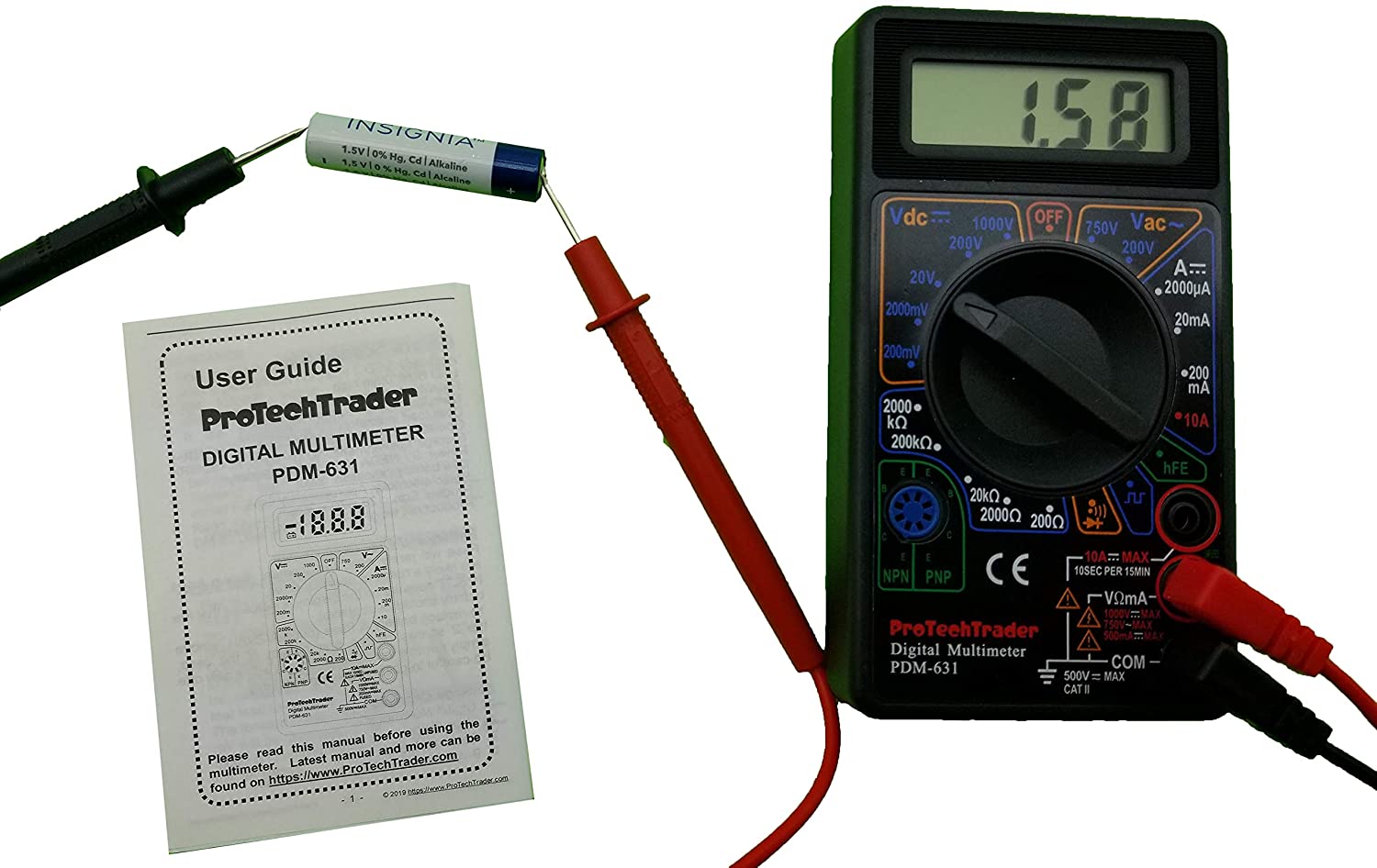7 Function Digital Voltmeter Battery Tester Ohmmeter Ammeter Transistor OHM 