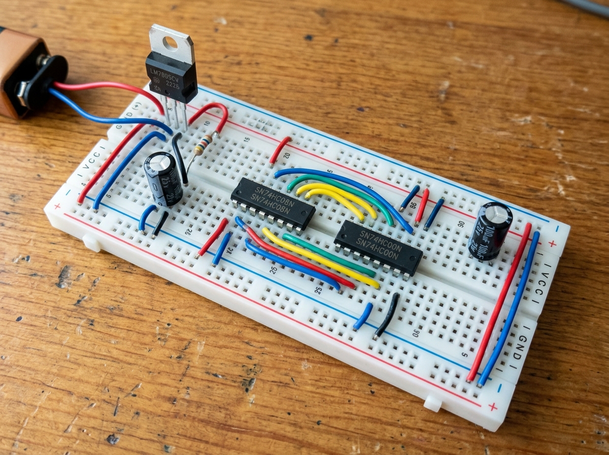 Dual-Rail Breadboard Layout for Motor + Logic Circuit electronics project