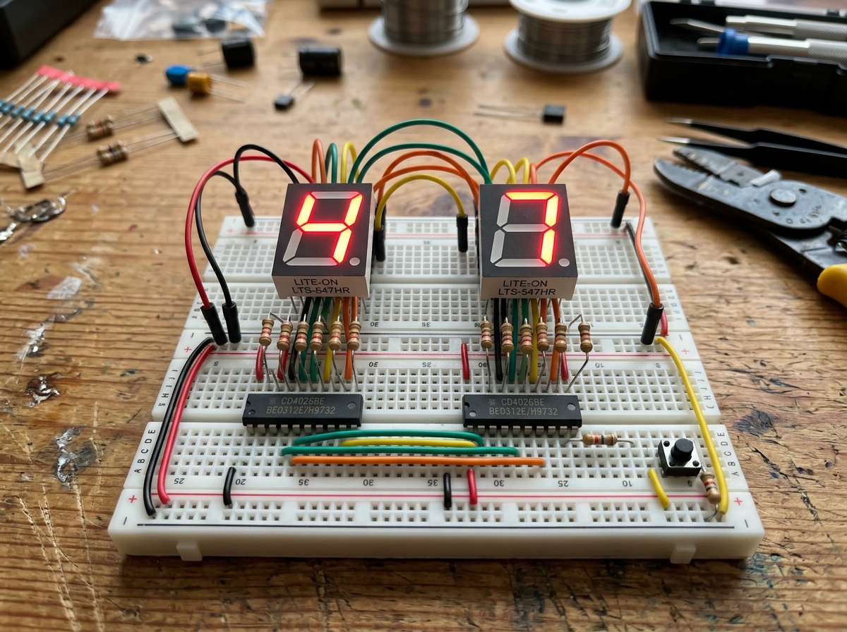 Two-Digit Arduino Event Counter with CD4026 electronics project