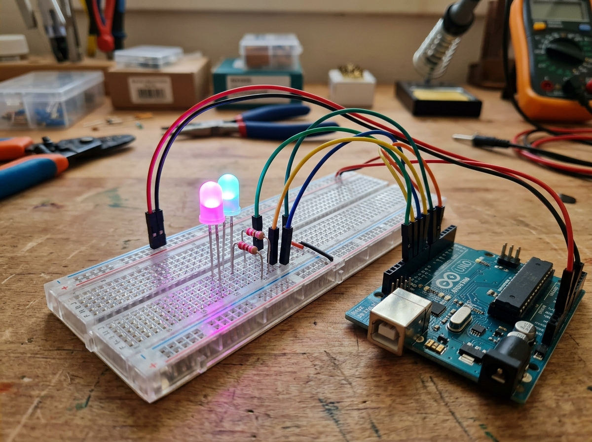 Arduino RGB Mood Lamp with PWM Fading electronics project