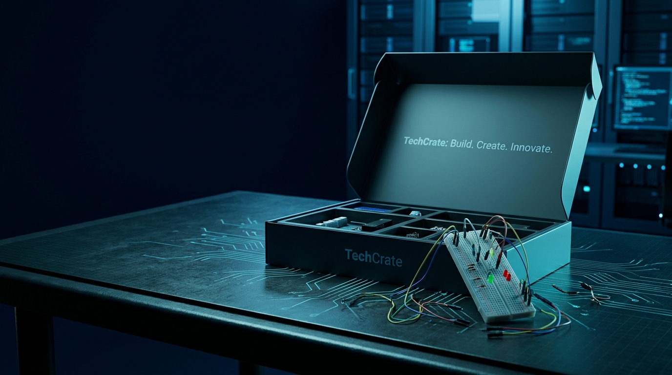 TechCrate monthly electronics subscription box with breadboard components