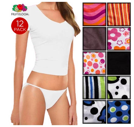 Fruit of the Loom Fashion Cotton String Bikini 4 Pack - Assorted